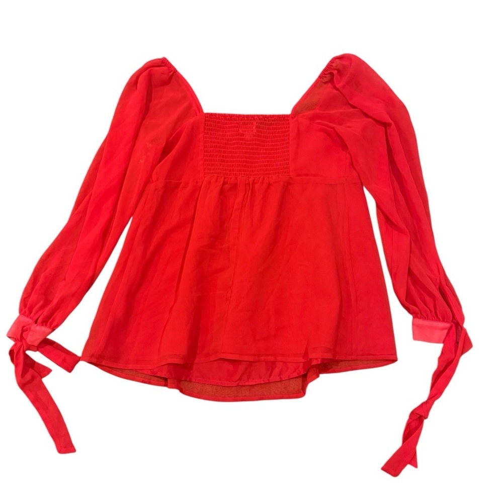 Isabel maternity' Red Long-Sleeve Peasant Top - Picture 2 of 3
